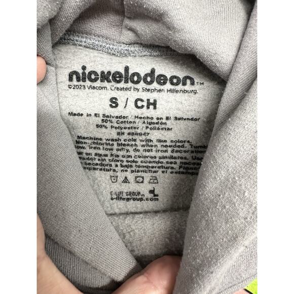 Spongebob Squarepants Sweatshirt Hoodie Unisex Size Small Gray Nickelodeon - Picture 4 of 7